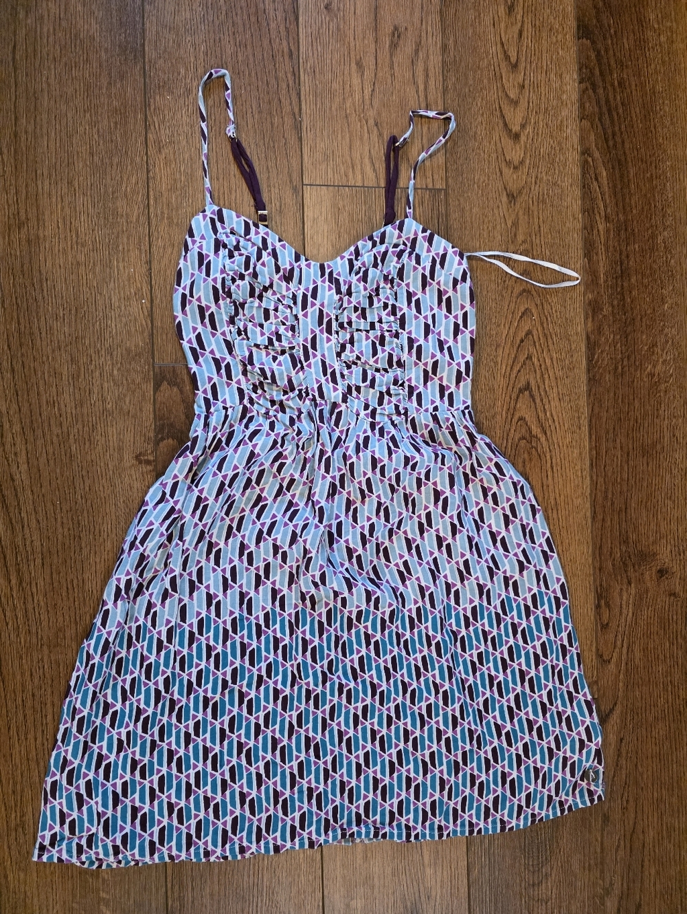 Roxy Girls' Geometric Print Spaghetti Strap Dress - Purple & Teal